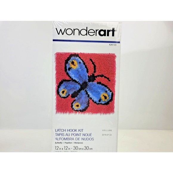 Wonder Art Blue Butterfly Latch Hook Kit 12" x 12" NEW Sealed - Picture 1 of 11